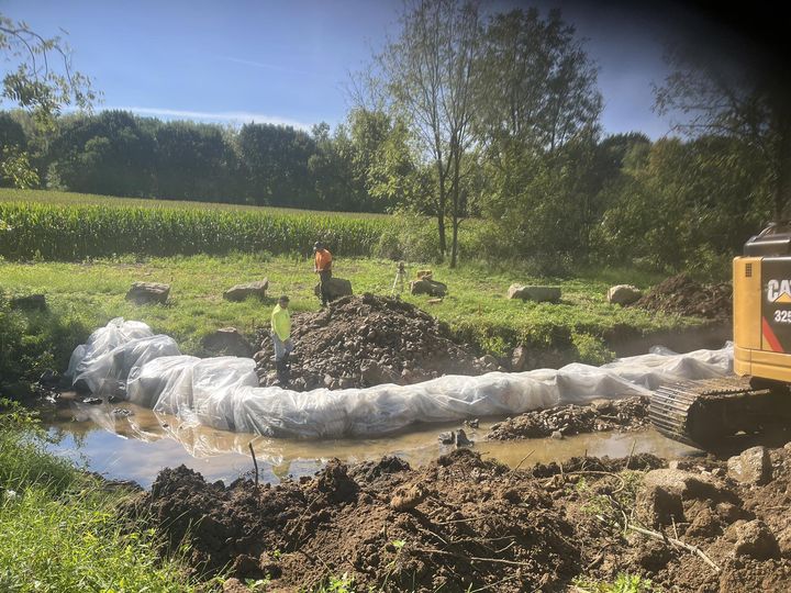 Morris Canal Museum Bridge Cofferdam: overview of the cofferdam and streambank